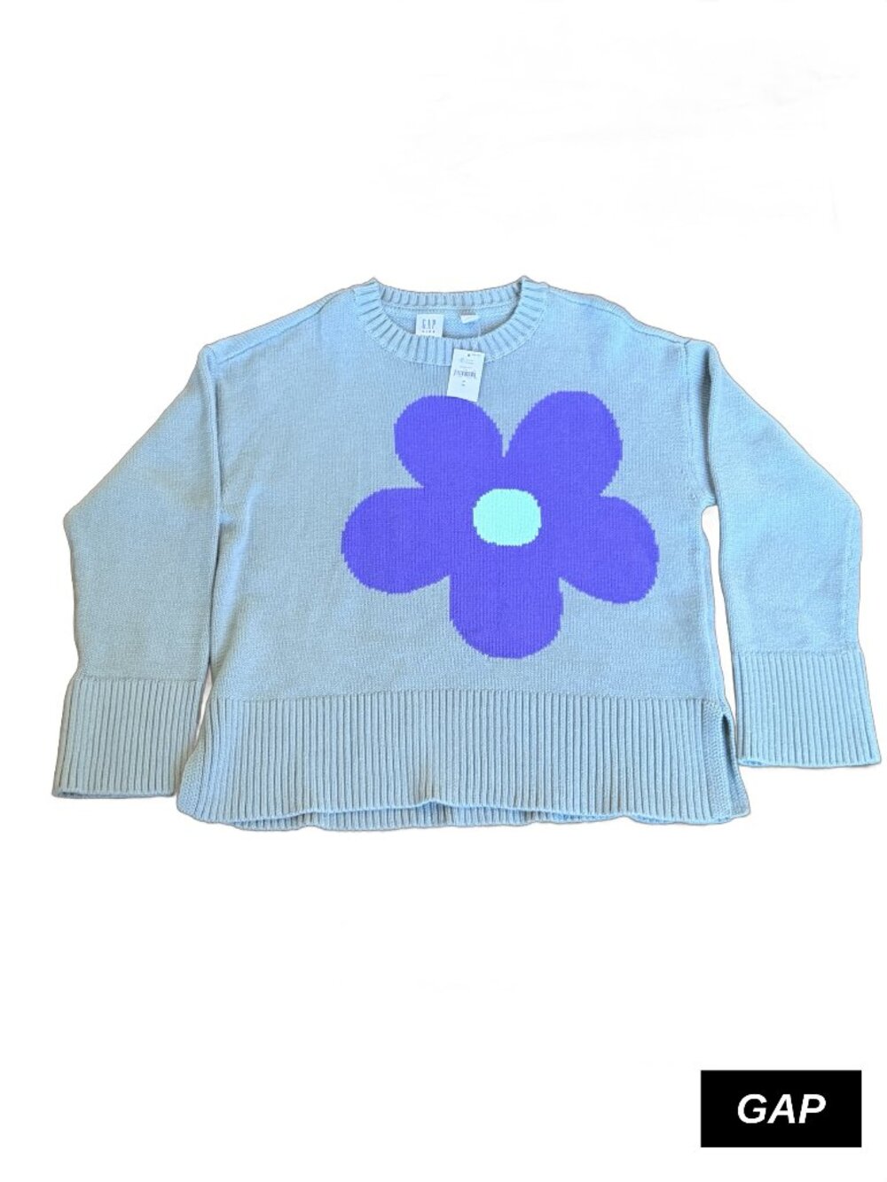 GAP Kids Girls Flower Intarsia Crewneck Sweater NWT